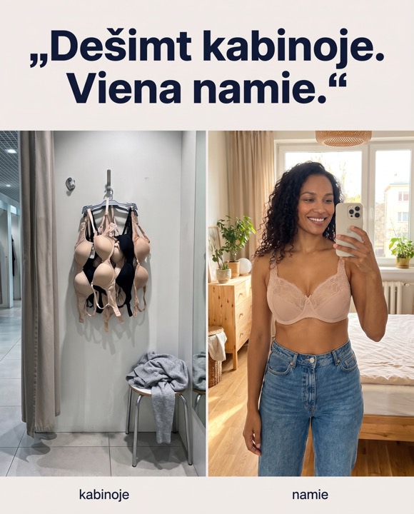 Reklama: „Dešimt kabinoje. Viena namie.“